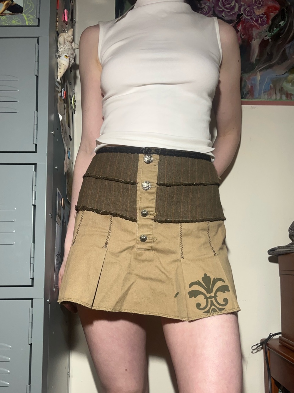 Y2K military Mini Skirt